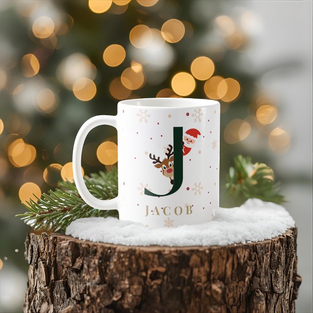 Personalized Christmas Monogram J Mug (Creator Uploaded)