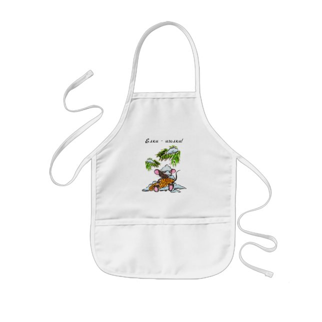 Personalized Christmas mouse with a cone Kids Apron (Front)