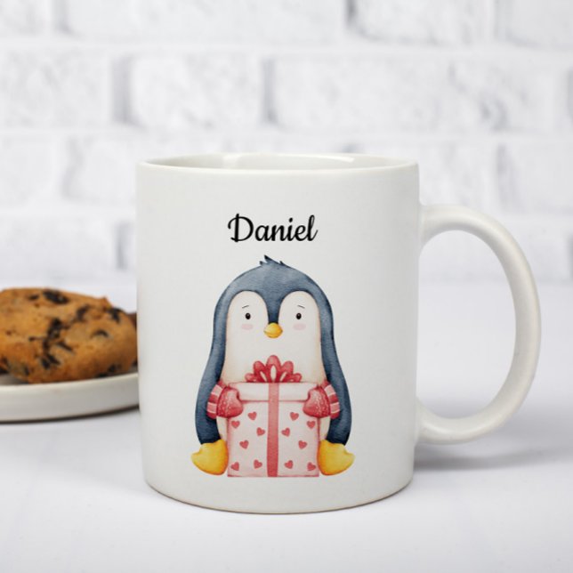Personalized Christmas Mug With A Cute Penguin  (Creator Uploaded)