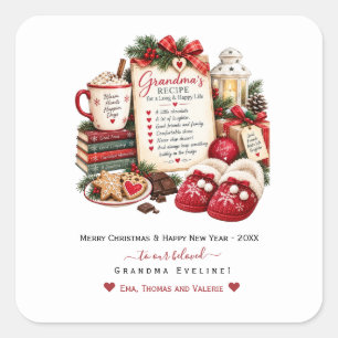 Personalized Christmas & New Year Card for Grandma Square Sticker