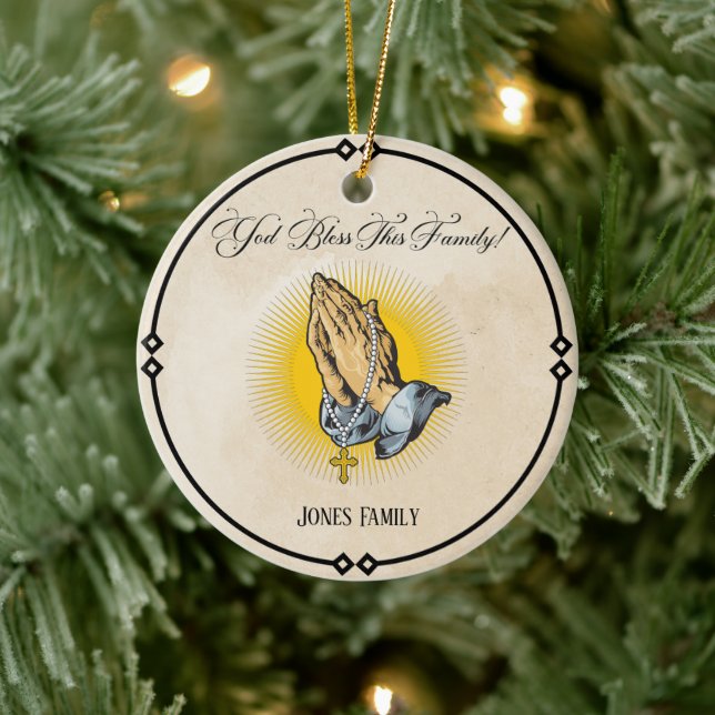 Personalized Christmas Ornament – "God Bless My Fa (Tree)