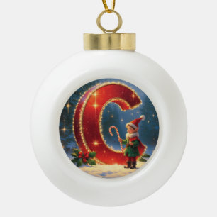 Personalized Christmas Ornament – Letter C Ceramic