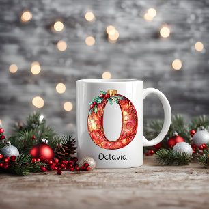 Personalized Christmas Ornament Monogram O Coffee Mug