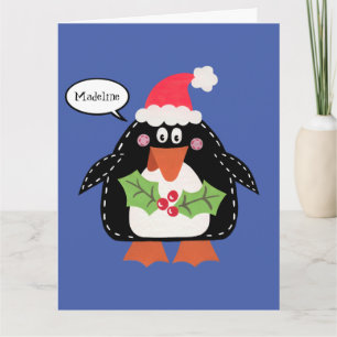 Personalized Christmas Penguin Card