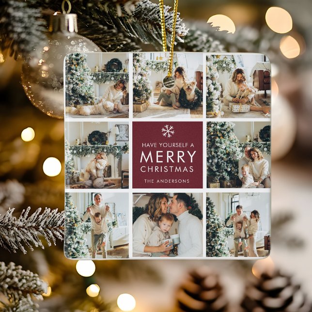 Personalized Christmas Photo  Ceramic Ornament (Creator Uploaded)