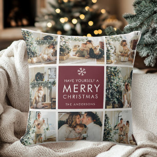 Personalized Christmas Photo Collage Cushion