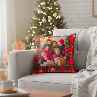 Personalized Christmas Photo Throw Pillow
