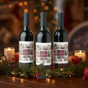 Personalized Christmas Photo Wine Label
