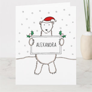 Personalized Christmas Polar Bear  Card
