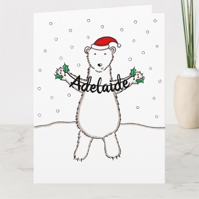 Personalized Christmas Polar Bear Card (Front)