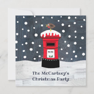 Personalized Christmas Post Box & Robin Invitation