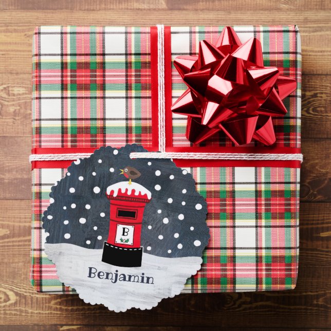 Personalized Christmas Post Box Snow Scene  Tree Decoration Card (Insitu (Gift))