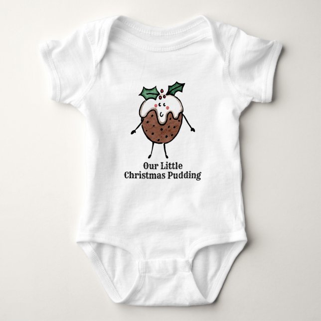 Personalized Christmas Pudding Baby Bodysuit (Front)
