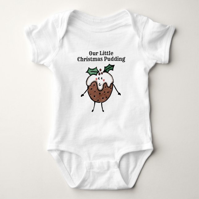 Personalized Christmas Pudding Baby Bodysuit (Front)