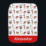 Personalized Christmas Pudding Snowman Candy Cane Burp Cloth<br><div class="desc">This Christmas baby burp cloth features the 'Christmas Crew'. A group of cute little Christmas characters that love to have fun and make mischief at Christmas.
The crew includes,  Snowman,  Santa Hat,  Christmas Pudding,  Mince Pie and Candy Cane.</div>