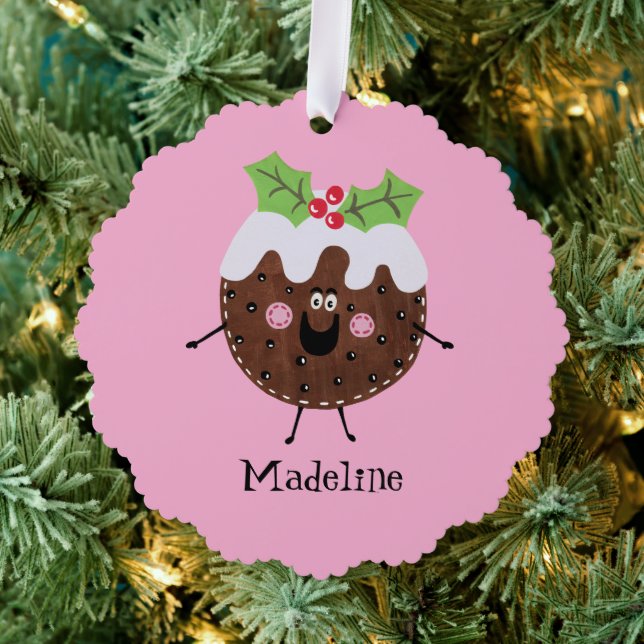Personalized Christmas Pudding Tree Decoration Card (Insitu (Tree))