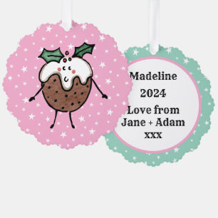 Personalized Christmas Pudding Tree Decoration Card