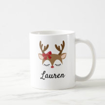Personalized Christmas Reindeer Coffee Mug
