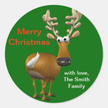 Personalized Christmas Reindeer Gift Tag/Label
