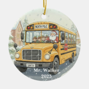 Personalized Christmas School Bus Driver Gift Ceramic Tree Decoration