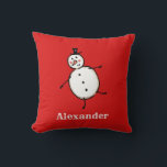 Personalized Christmas Snowman Throw Cushion<br><div class="desc">This personalized Christmas cushion features the snowman from the 'Christmas Crew'. A group of cute little Christmas characters that love to have fun and make mischief at Christmas.</div>