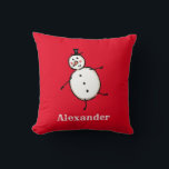 Personalized Christmas Snowman Throw Cushion<br><div class="desc">This personalized Christmas cushion features the snowman from the 'Christmas Crew'. A group of cute little Christmas characters that love to have fun and make mischief at Christmas.</div>
