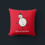 Personalized Christmas Snowman Throw Cushion<br><div class="desc">This personalized Christmas cushion features the snowman from the 'Christmas Crew'. A group of cute little Christmas characters that love to have fun and make mischief at Christmas.</div>