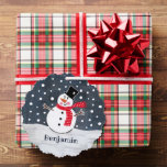 Personalized Christmas Snowman Tree Decoration Card<br><div class="desc">This snowman Christmas snow scene is printed from a collage designed by Helen McCartney Designs.</div>