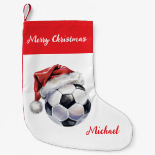 Personalized Christmas Soccer Ball with hat santa Small Christmas Stocking