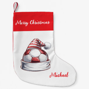 Personalized Christmas Soccer Ball with hat santa  Small Christmas Stocking