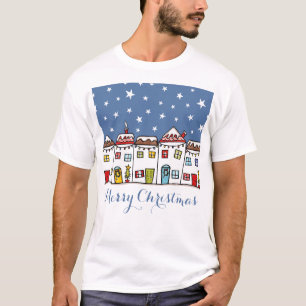 Personalized Christmas Street Snow Scene T-Shirt