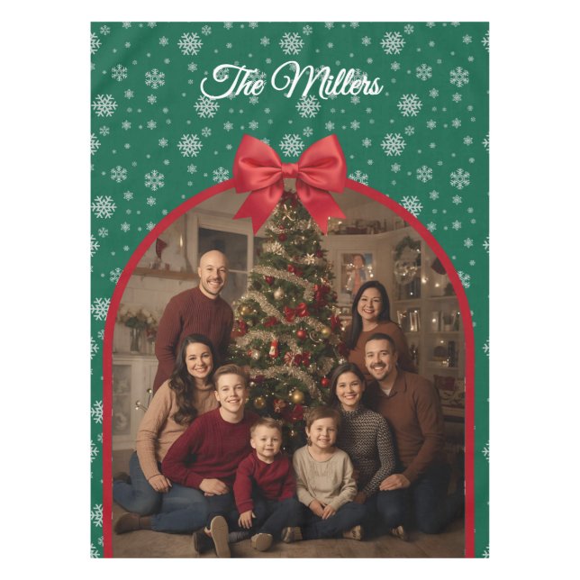 Personalized Christmas Tablecloth with Custom Phot (Front)