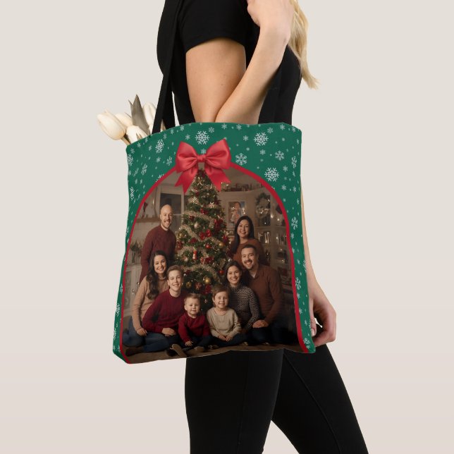 Personalized Christmas Tote with Custom Photo (Close Up)