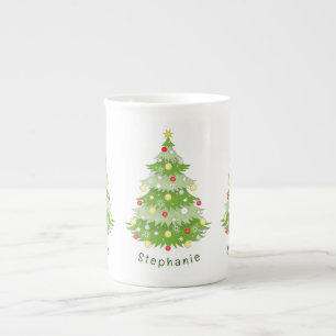 Personalized Christmas Tree Bone China Mug