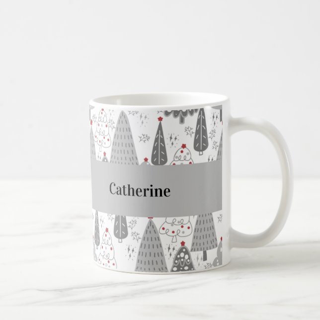 Personalized Christmas Tree Pattern Custom Name Mu Coffee Mug (Right)