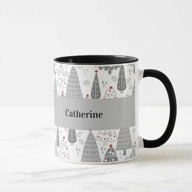Personalized Christmas Tree Pattern Custom Name Mu Mug (Right)