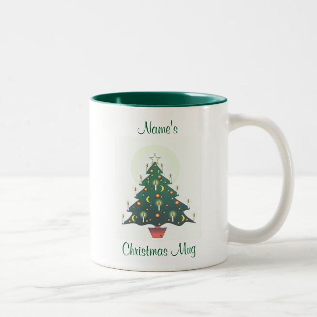 personalized christmas tree Two-Tone coffee mug (Right)
