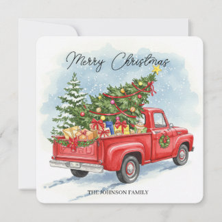 Personalized Christmas truck greeting card 
