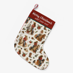 Personalized Christmas Western Cowgirl On Horse Small Christmas Stocking