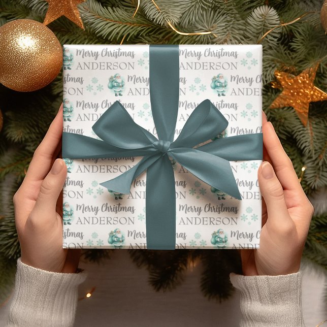 Personalized Christmas Wrapping Paper (Celebrate someone special this holiday with this cute personalized Santa wrapping paper!)