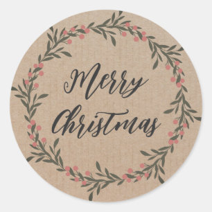 Personalized Christmas Wreath Merry Christmas Clas Classic Round Sticker