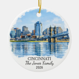 Personalized Cincinnati Ornament, Custom Ohio Ceramic Tree Decoration