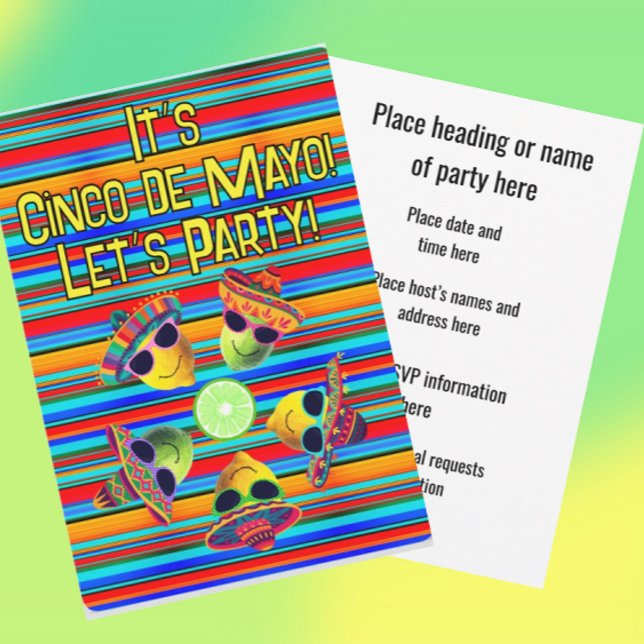 Personalized Cinco de Mayo Fiesta Lemon Lime  Invitation (Customize the text for any occasion!)