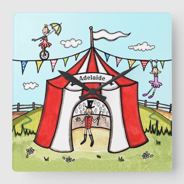 Personalized Circus Children's Acrylic Clock (Front)