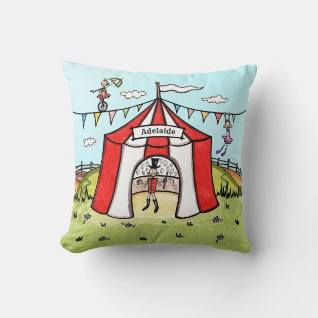 Personalized Circus Scene  Cushion (Front)