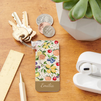 Personalized citrus Brown and beige pattern Key Ring