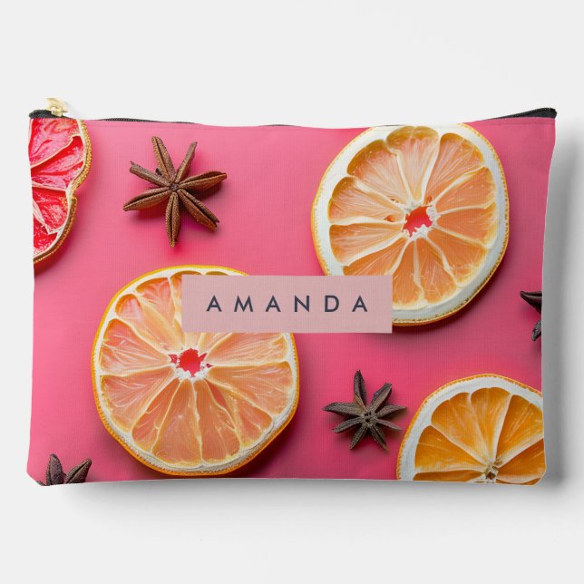 Personalized Citrus Slice & Star Anise Accessory Pouch (Front)
