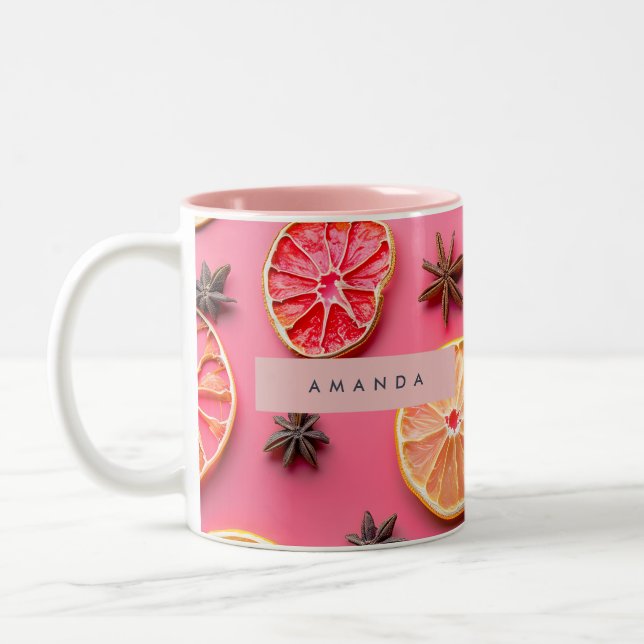 Personalized Citrus Slice & Star Anise Two-Tone Coffee Mug (Left)