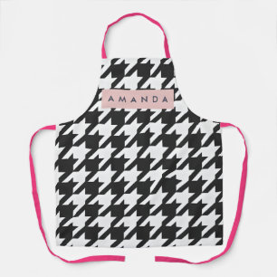 Personalized Classic Black and White Houndstooth Apron