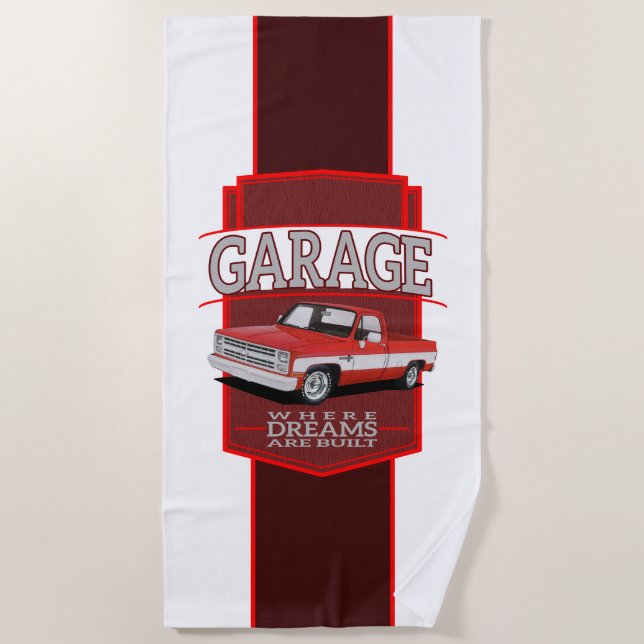 Personalized Classic C10 Garage Beach Towel (Front)